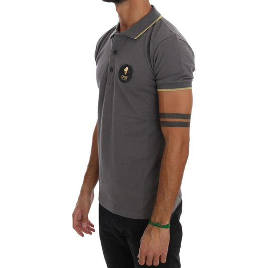 Elegant Grey Cotton Polo Shirt