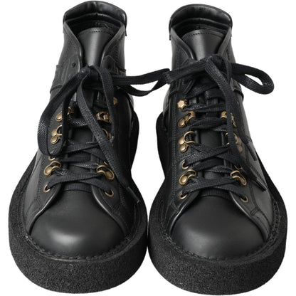 Dolce & Gabbana Black Leather Slip on Stretch Boots