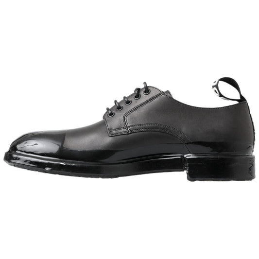 Elegant Derby Lace-Up Leather Shoes in Black