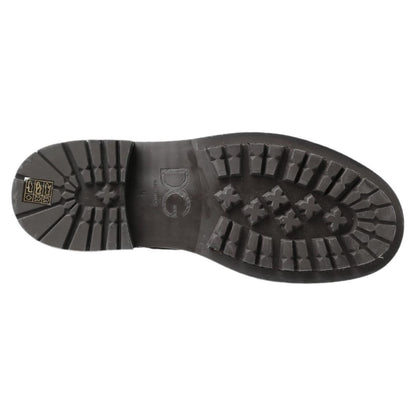 Dolce & Gabbana Black Gray Leather Mid Calf Boots Shoes