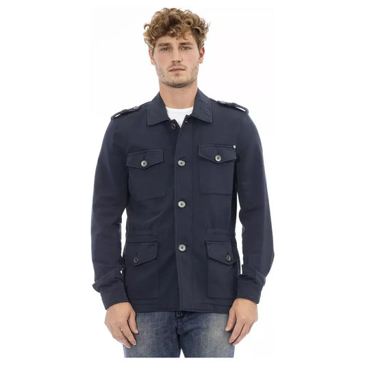 Distretto12 Sleek Cotton Blend Blue Jacket Distretto12