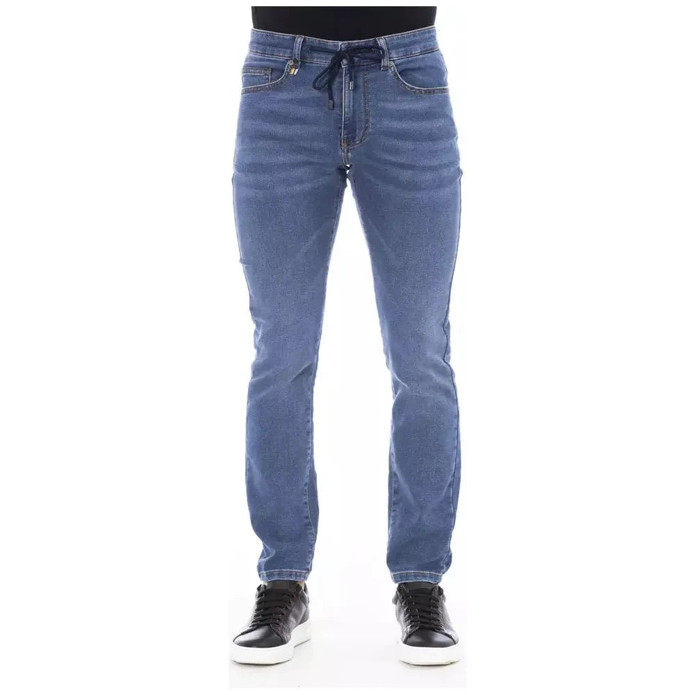 Sleek Buttoned Lace-Up Men's Jeans