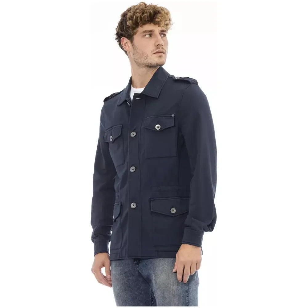 Sleek Cotton Blend Blue Jacket