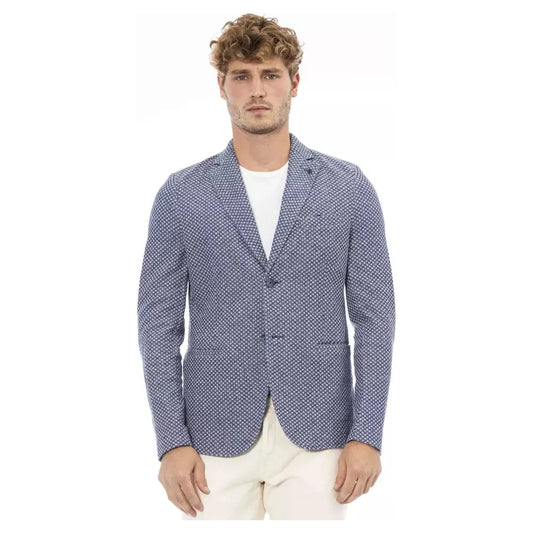 Chic Cotton-Linen Blend Blue Jacket