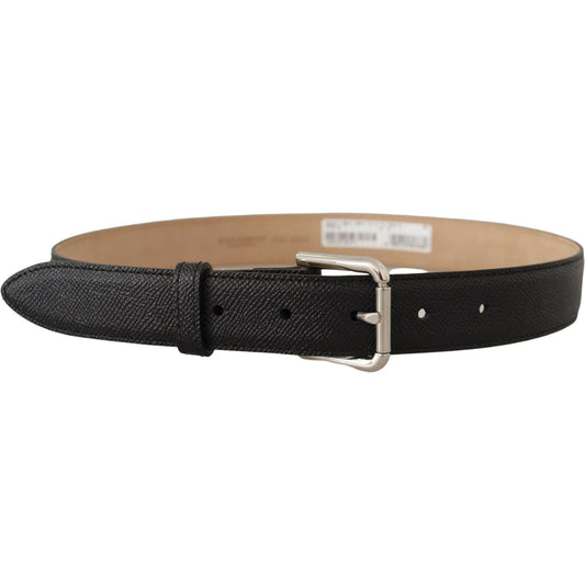 Sleek Black Authentic Leather Belt