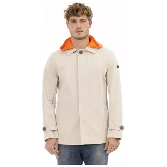 Beige Waterproof Hooded Jacket with Backpack Braces