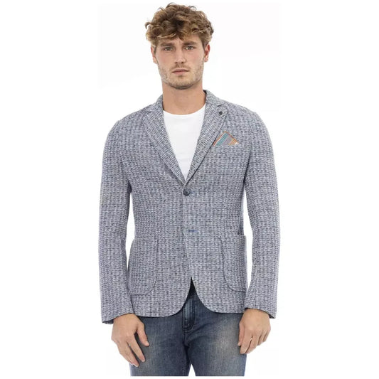 Distretto12 Elegant Cotton-Linen Blend Blue Jacket Distretto12