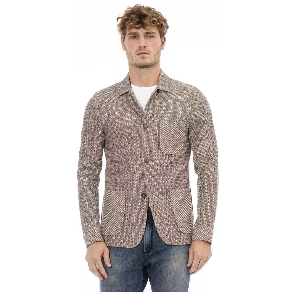 Elegant Beige Fabric Jacket for Men