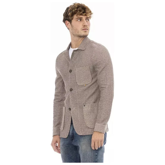 Elegant Beige Fabric Jacket for Men