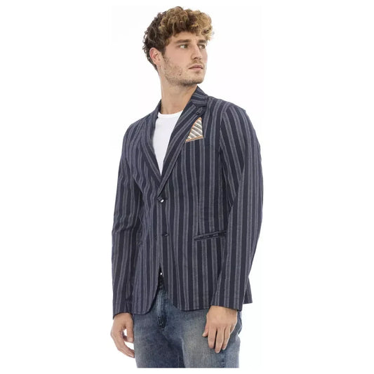 Distretto12 Chic Blue Cotton-Blend Classic Jacket Distretto12