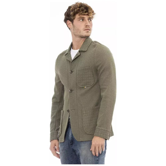 Elegant Green Fabric Jacket with Button Closure