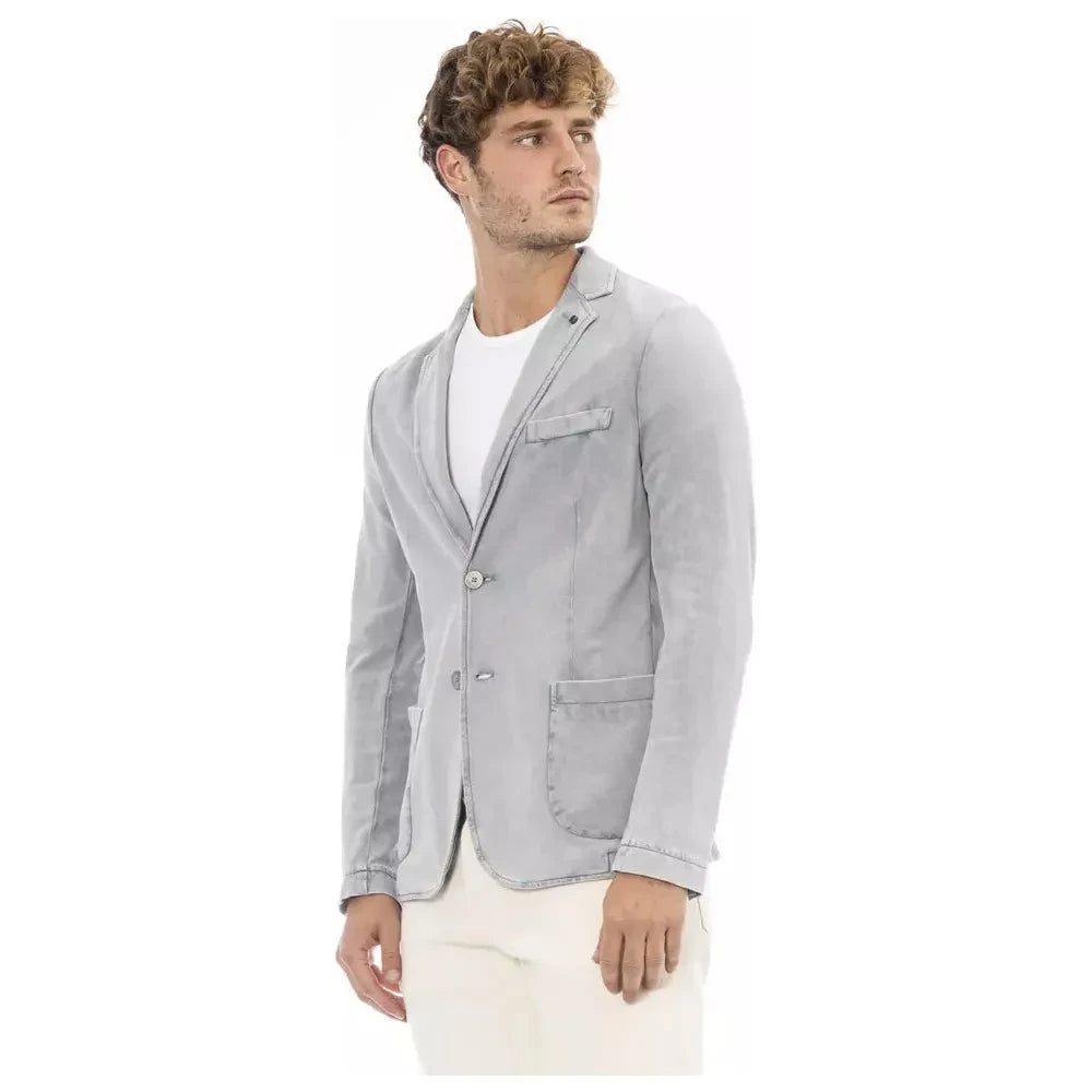 Sleek Cotton Fabric Jacket with Button Closure