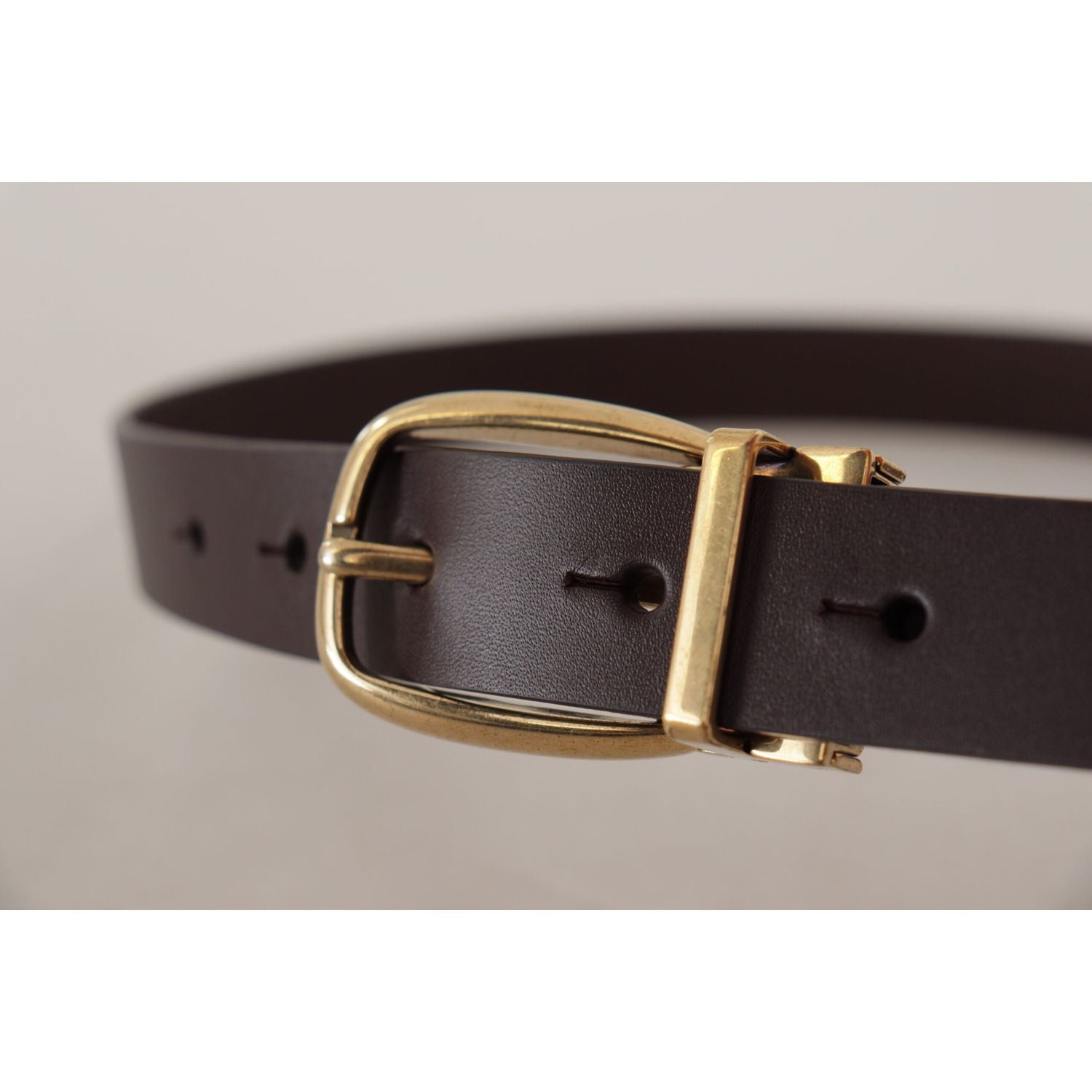 Dolce & Gabbana Dark Brown Calf Leather Gold Tone Metal Buckle