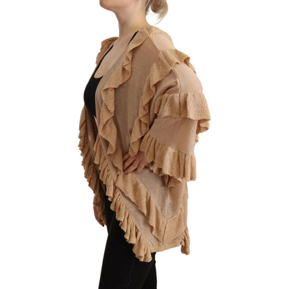 Aniye By Beige Ruffle Long Sleeves Open Front Cardigan Sweater