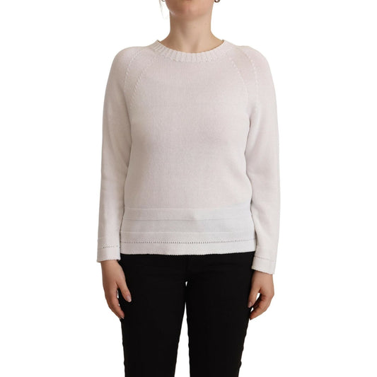 Elegant White Cotton Pullover Sweater Alpha Studio