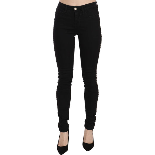 Chic Mid Waist Skinny Black Denim