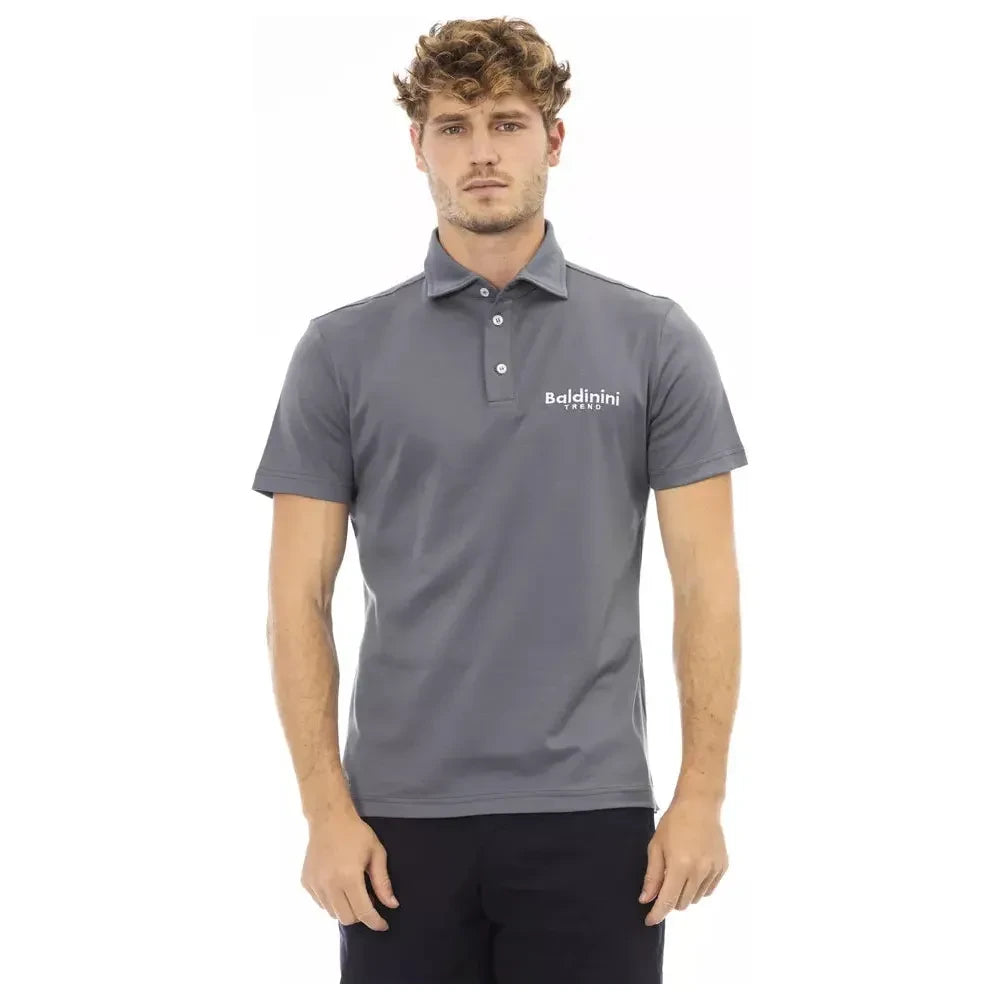 Elegant Gray Cotton Polo with Embroidered Logo