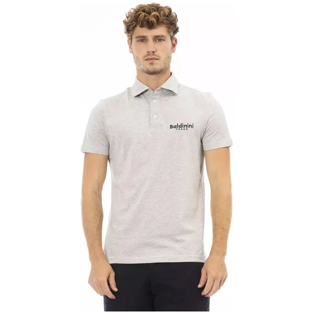 Elegant Gray Cotton Polo with Embroidered Logo