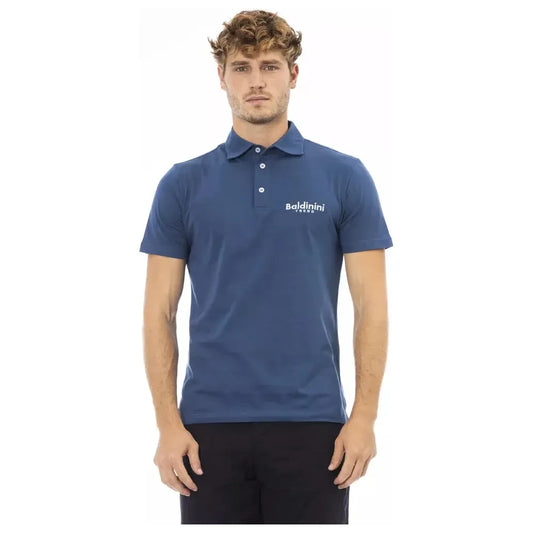 Elegant Blue Cotton Polo with Embroidered Logo