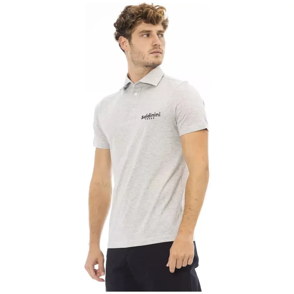 Elegant Gray Cotton Polo with Embroidered Logo