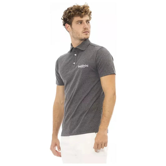 Baldinini Trend Chic Gray Embroidered Logo Polo Shirt Baldinini Trend