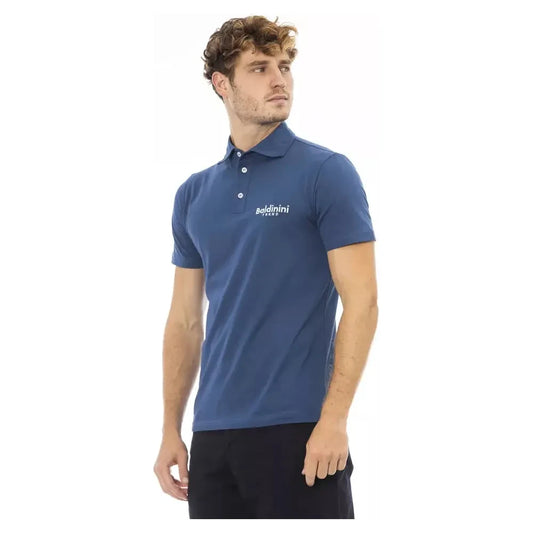 Elegant Blue Cotton Polo with Embroidered Logo