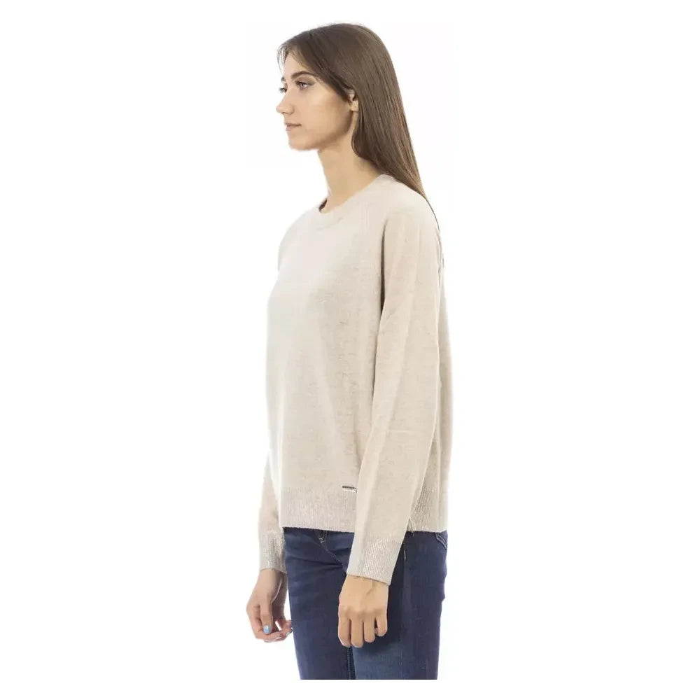 Elegant Beige Crew Neck Sweater for Women