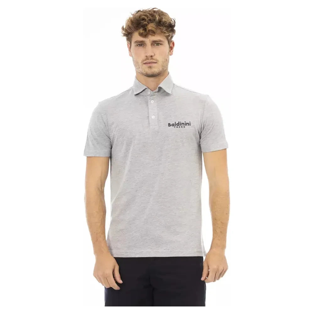 Chic Gray Embroidered Polo - Exquisite Cotton