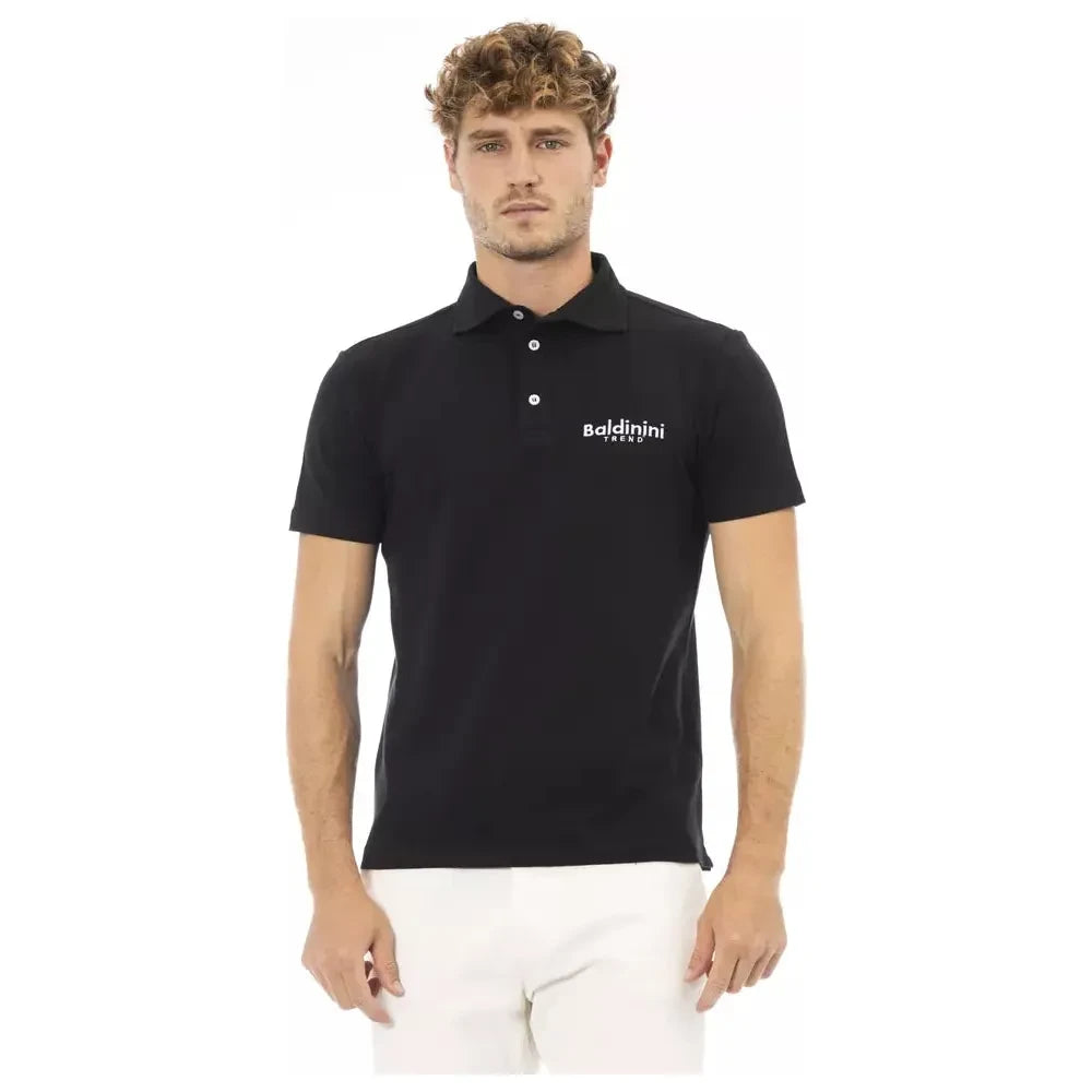 Elegant Black Embroidered Polo Tee