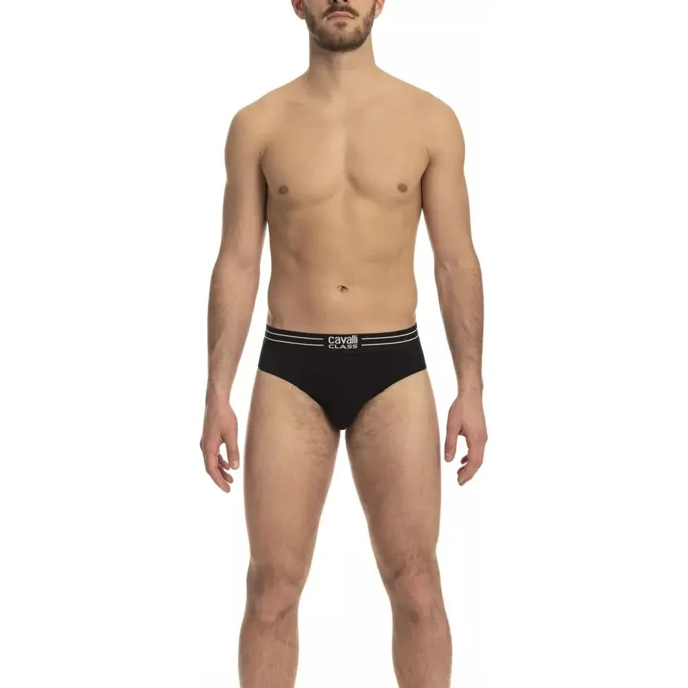 Cavalli Class Cotton Blend Logo Waistband Briefs