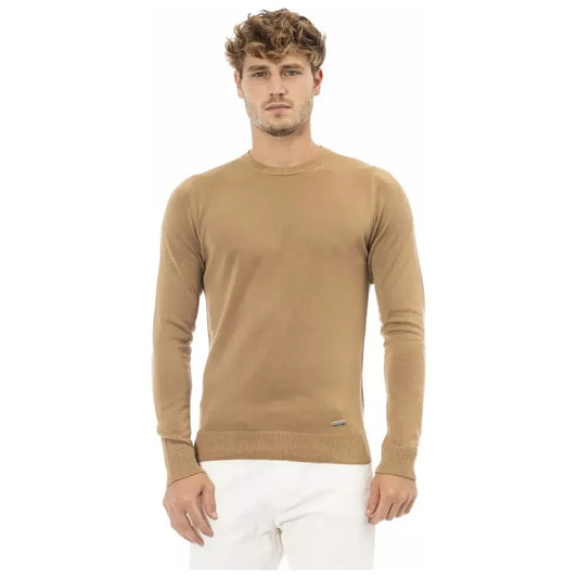 Beige Modal-Cashmere Crew Neck Sweater