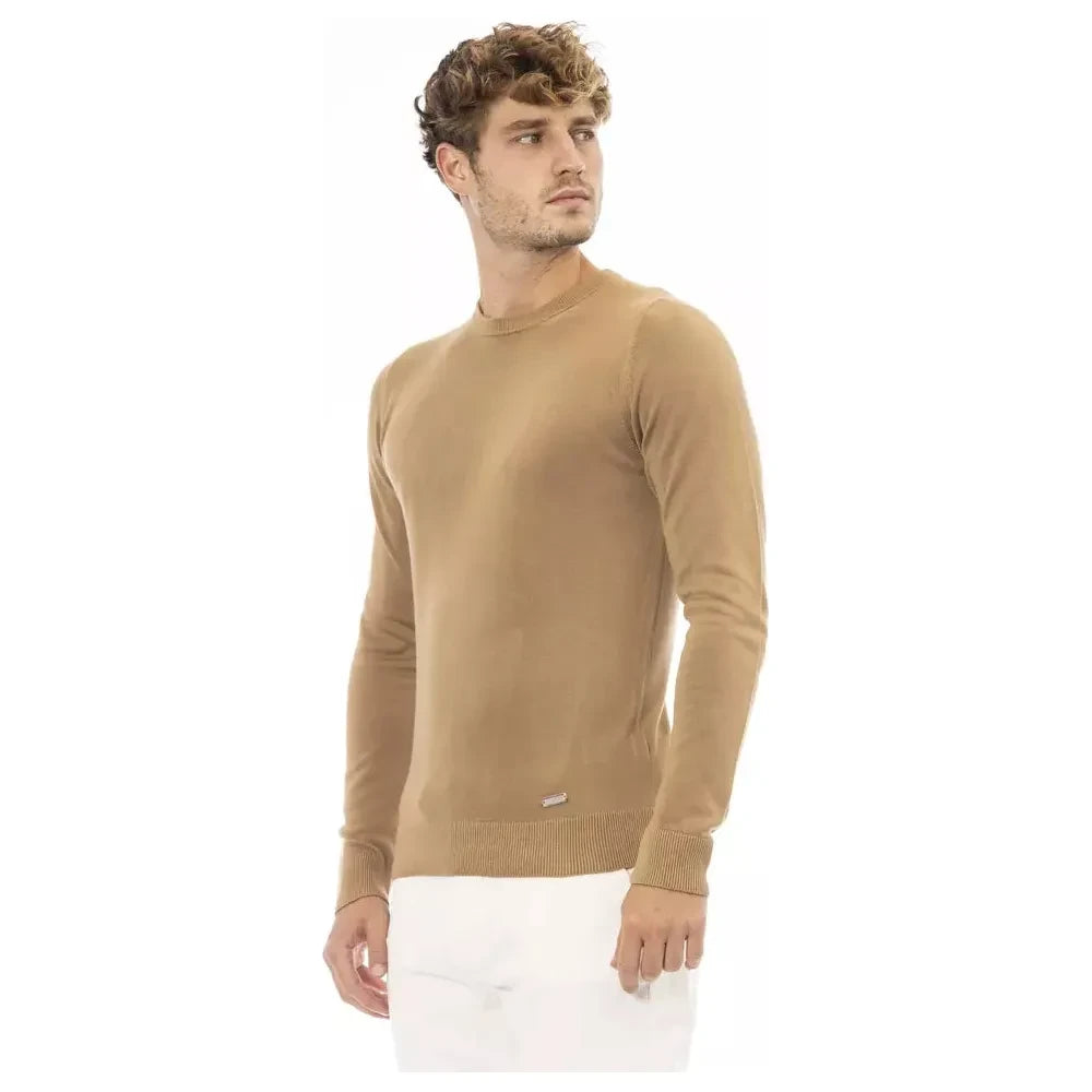 Baldinini Trend Beige Modal-Cashmere Crew Neck Sweater Baldinini Trend