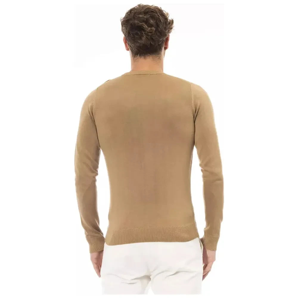 Beige Modal-Cashmere Crew Neck Sweater