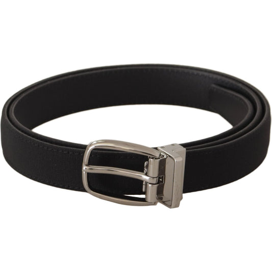 Elegant Black Canvas & Leather Belt