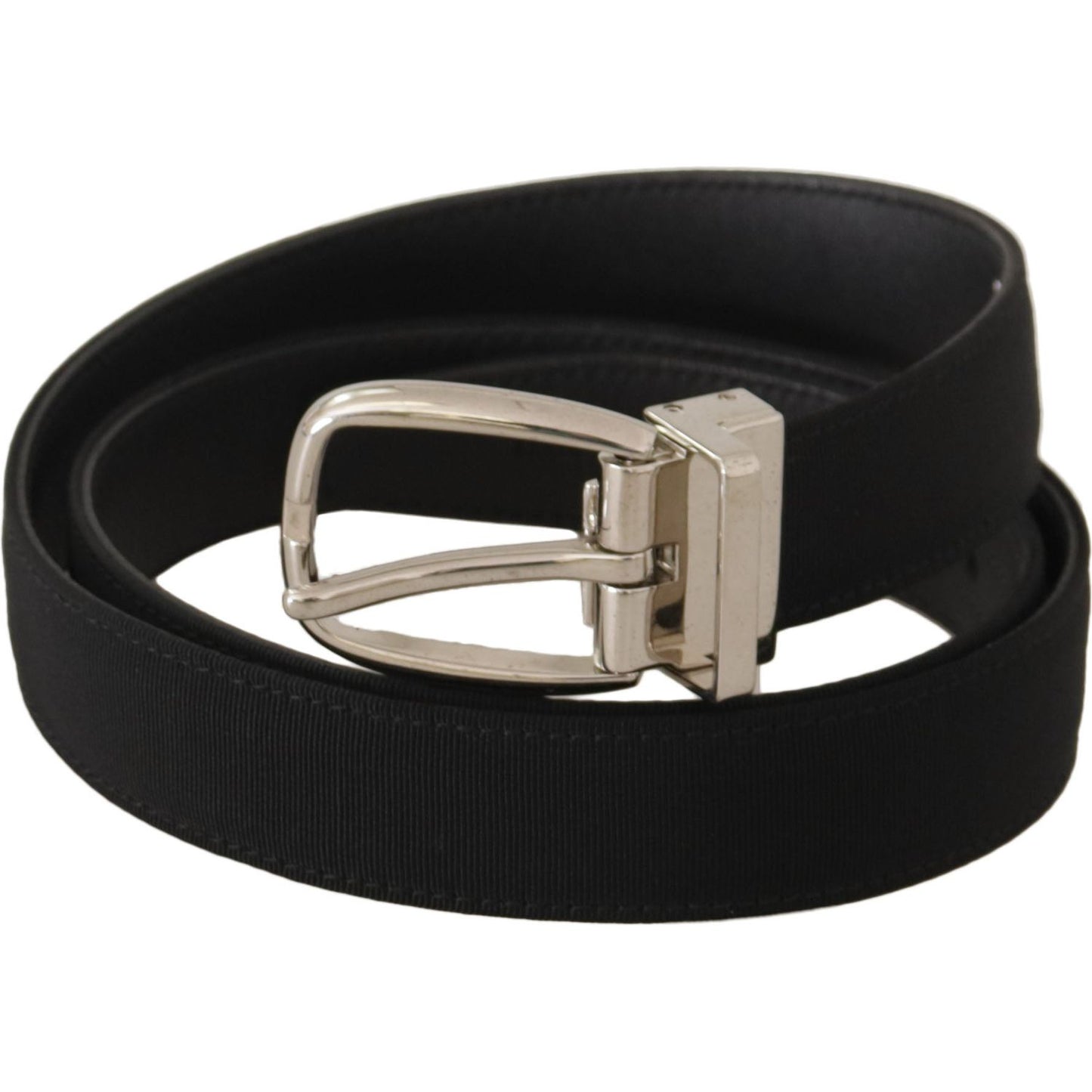 Dolce & Gabbana Belt Black Calf Leather Silver Tone Metal Buckle Dolce & Gabbana