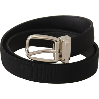 Dolce & Gabbana Belt Black Calf Leather Silver Tone Metal Buckle Dolce & Gabbana