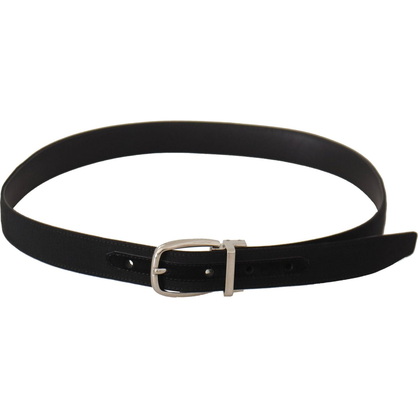 Dolce & Gabbana Belt Black Calf Leather Silver Tone Metal Buckle Dolce & Gabbana