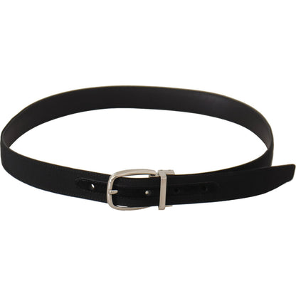Dolce & Gabbana Belt Black Calf Leather Silver Tone Metal Buckle Dolce & Gabbana