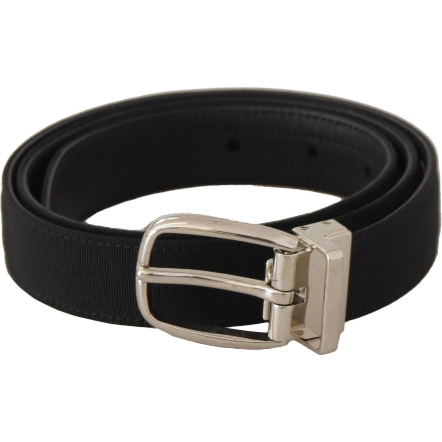 Dolce & Gabbana Belt Black Calf Leather Silver Tone Metal Buckle Dolce & Gabbana