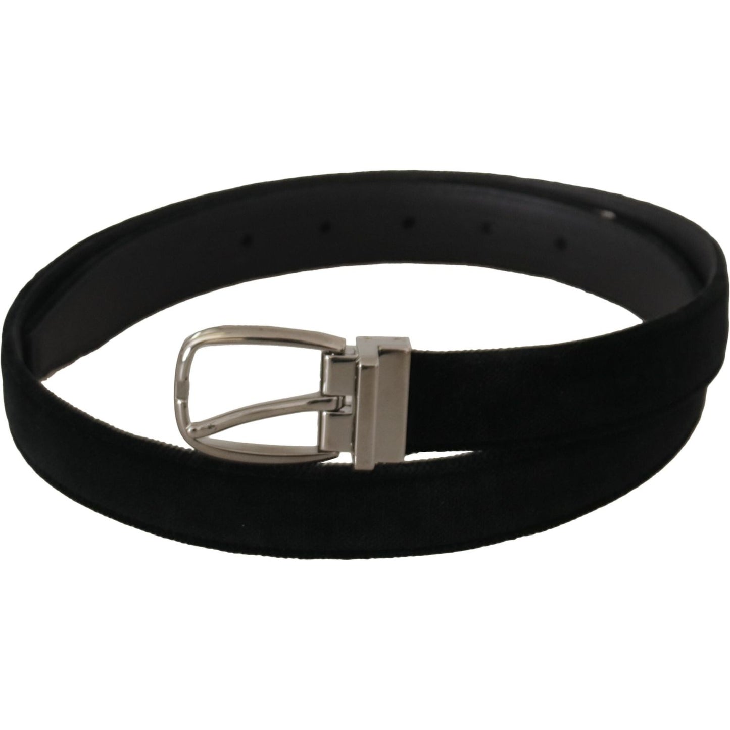 Elegant Black Velvet Engraved Buckle Belt