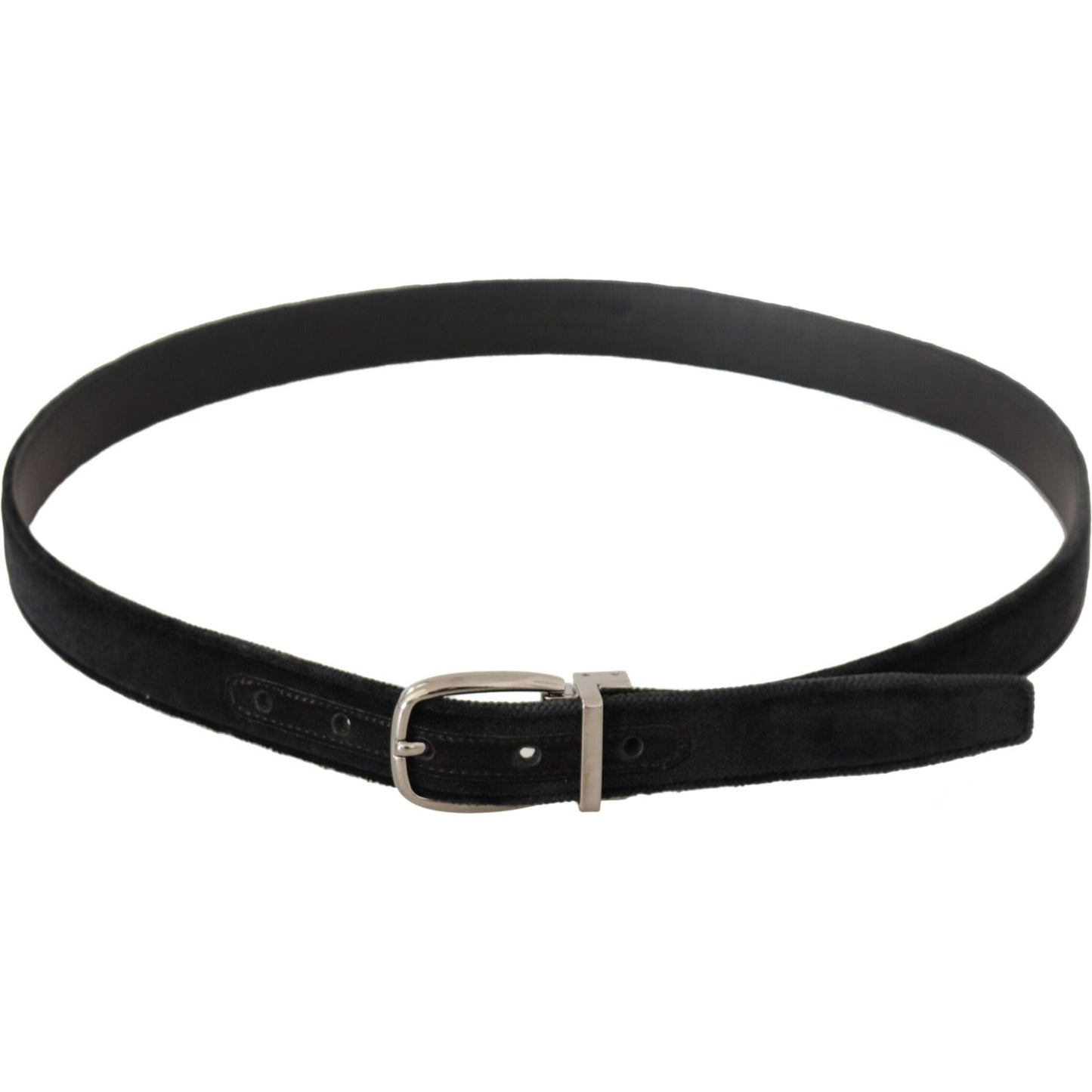 Elegant Velvet Designer Belt with Logo Engraved Buckle