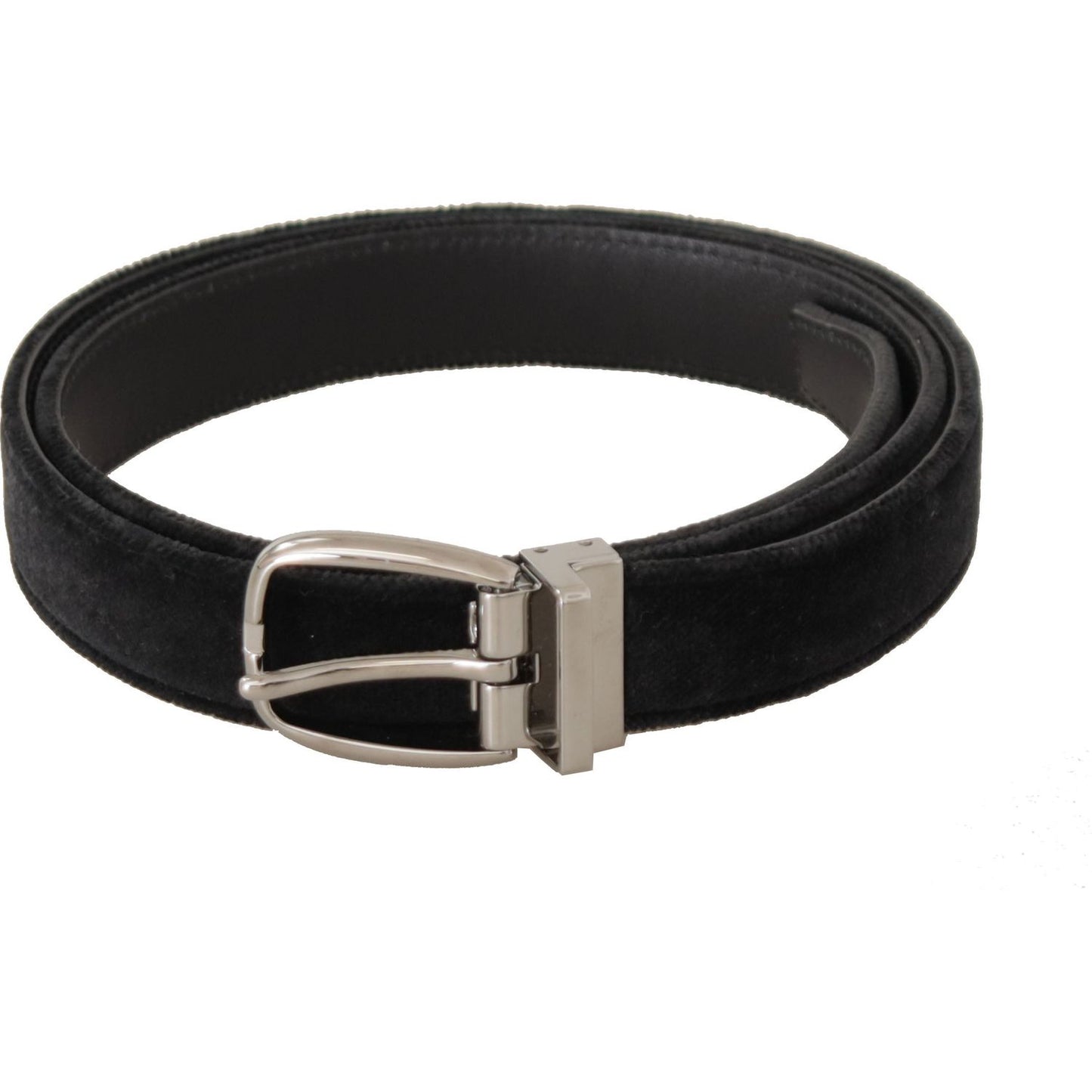 Elegant Velvet Designer Belt with Logo Engraved Buckle