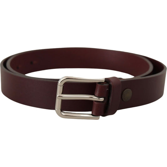 Maroon Luxe Leather Belt with Metal Buckle