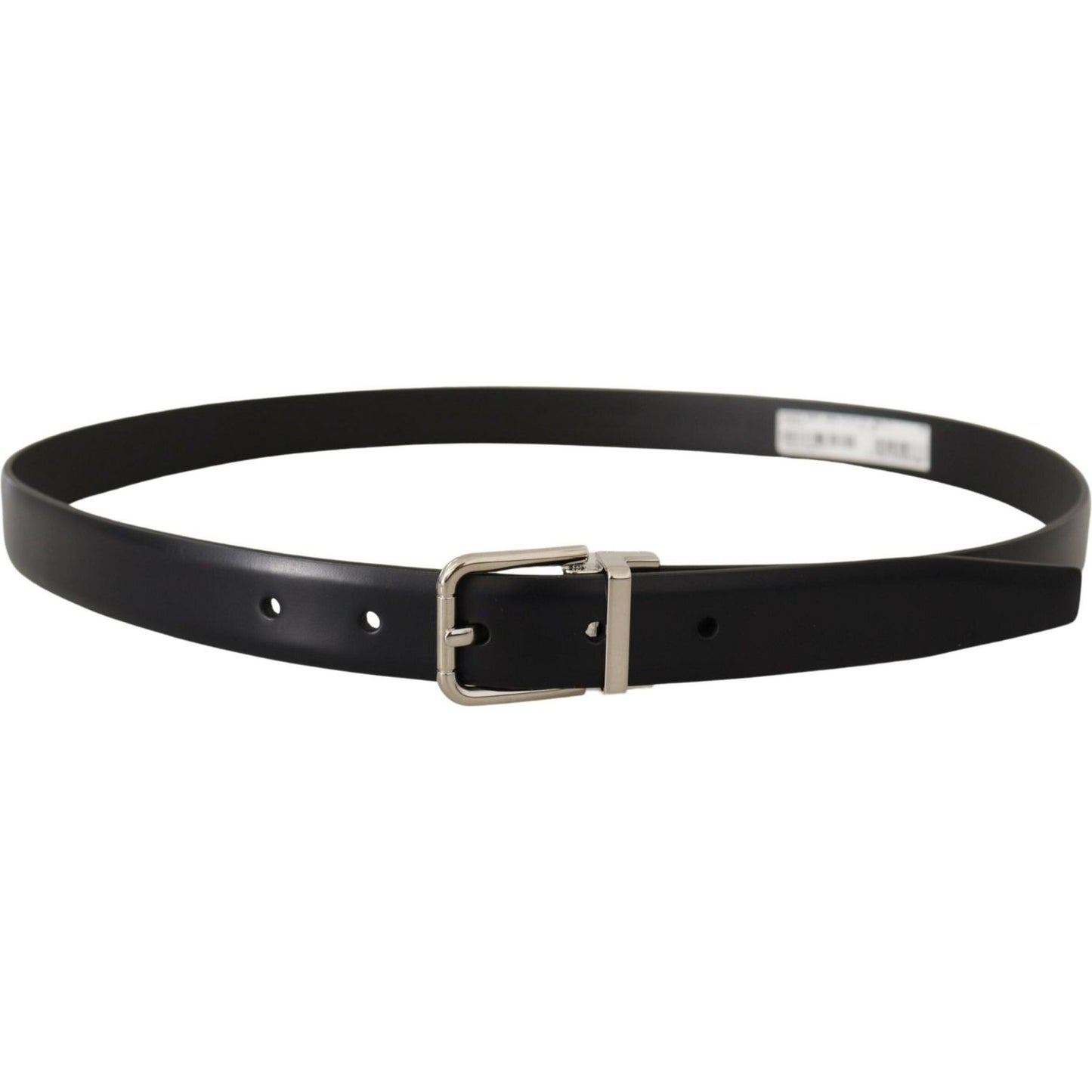 Elegant Black Leather Belt with Metal Buckle