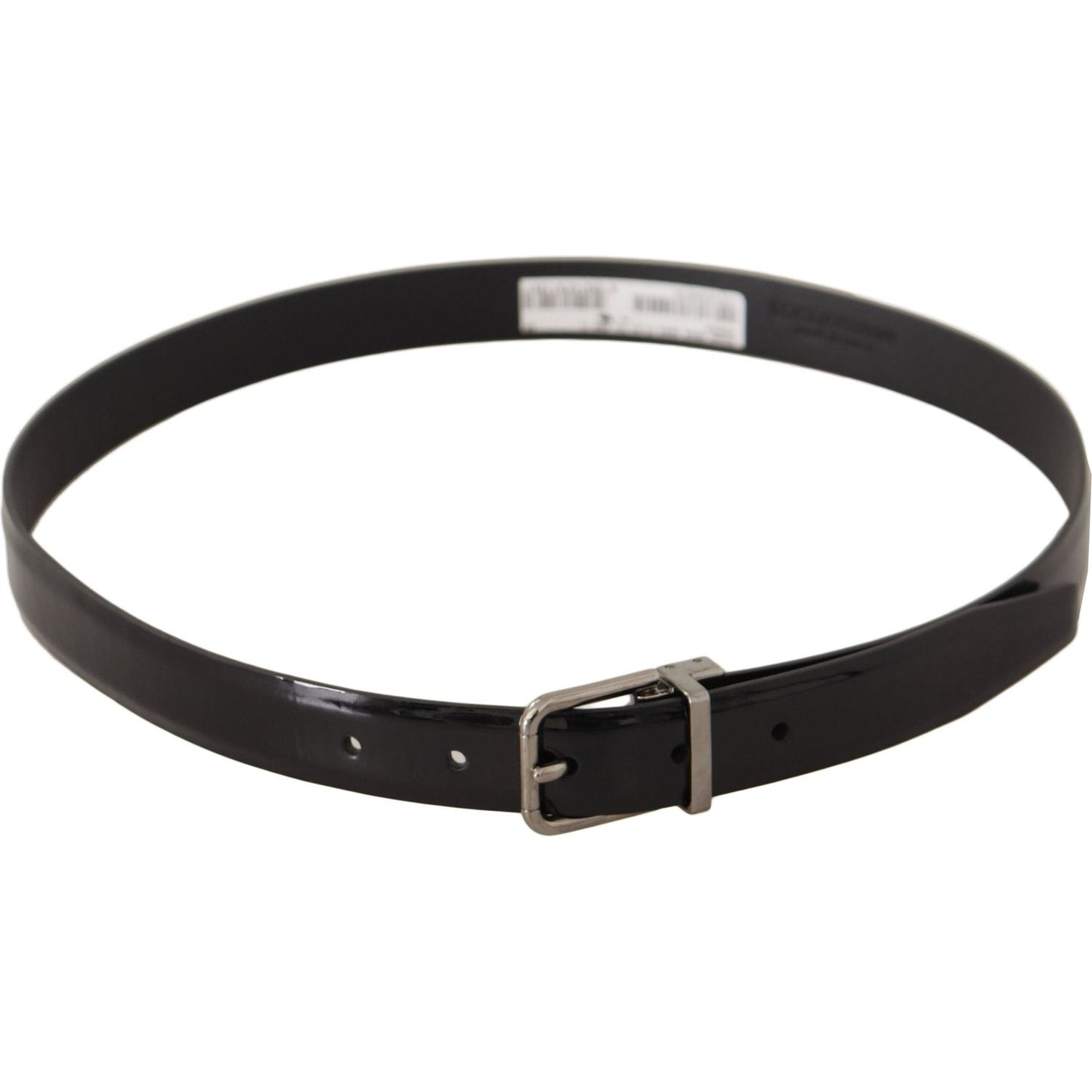 Elegant Black Leather Belt with Metal Buckle