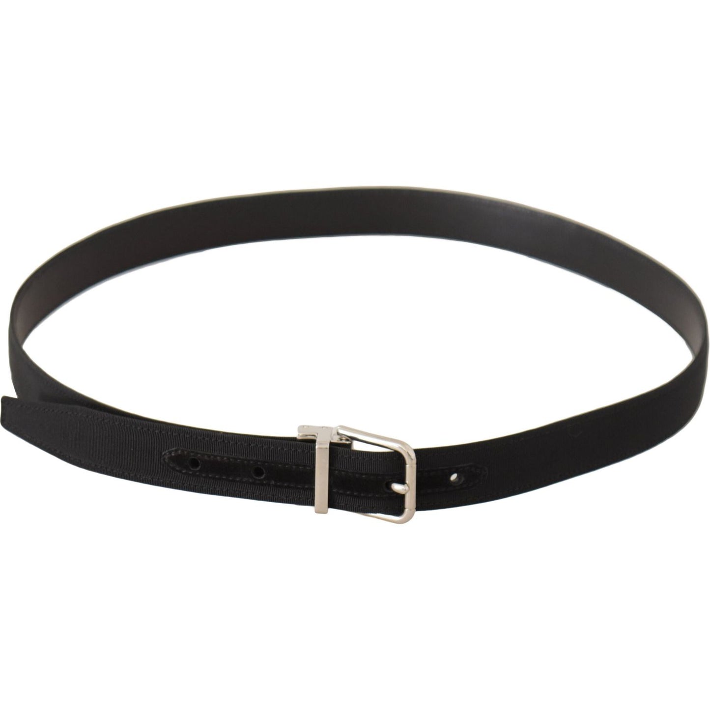 Elegant Black Canvas and Leather Belt