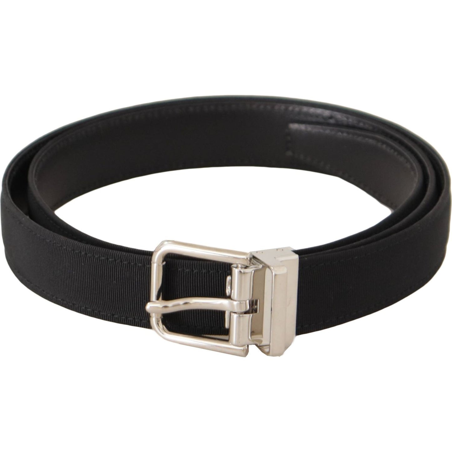 Elegant Black Canvas and Leather Belt