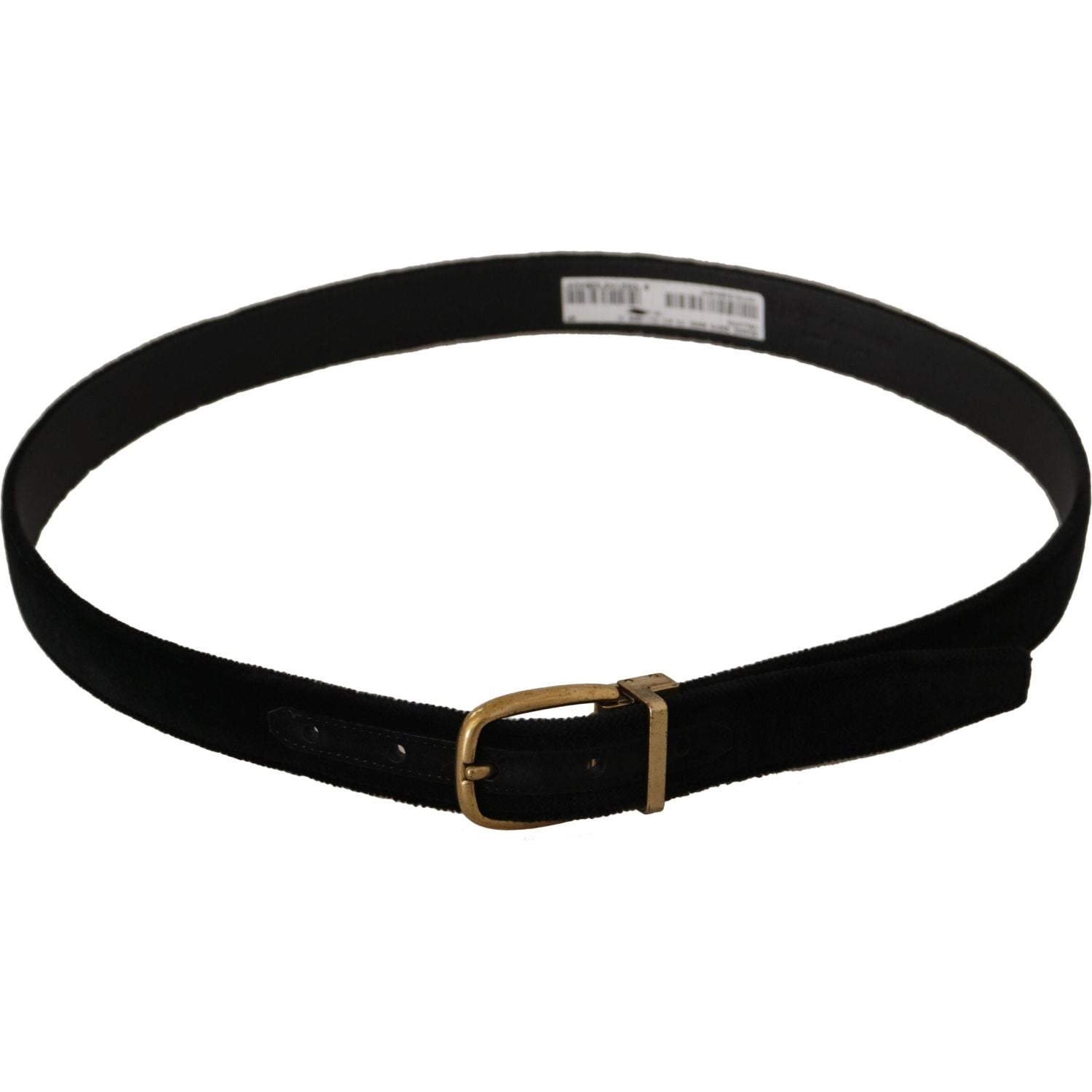 Dolce & Gabbana Black Velvet Leather Gold Tone Metal Buckle Belt