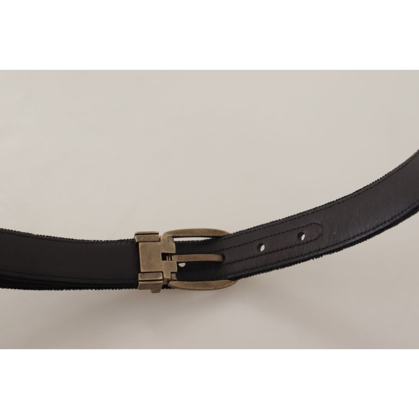 Elegant Black Leather Designer Belt