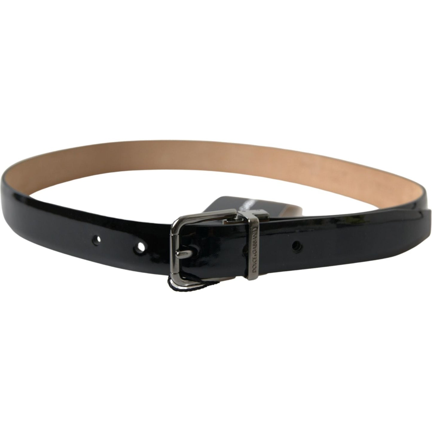 Elegant Black Leather Belt with Metal Buckle